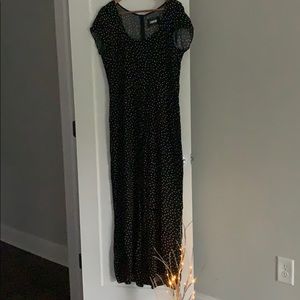 Reformation black with white polka dot jumpsuit